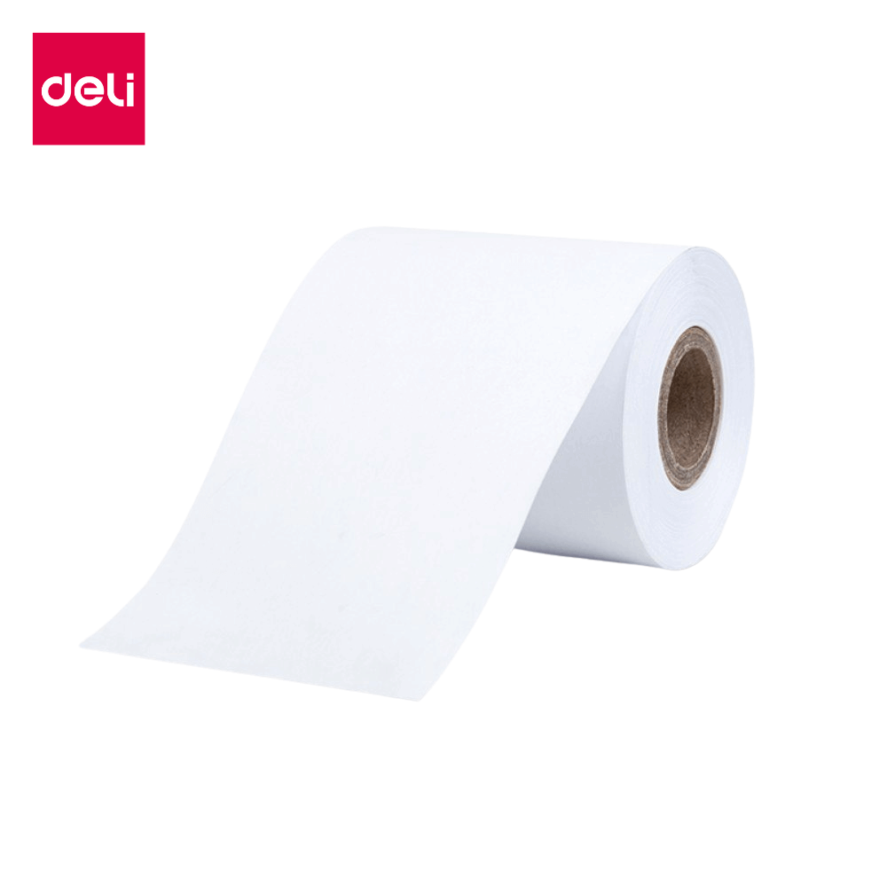 กระดาษสติ๊กเกอร์ความร้อน DELI 3202-WH-01 ขนาด 50X57 มม. สีขาว (1 ม้วน)_0